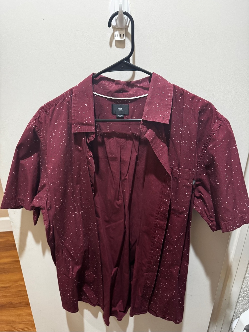 Obey Maroon Speckled Short Sleeve Jacket